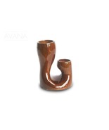 Hand Carved African Teak wood Dual Presence Candleholder D14cm x H14cm - $90.18 CAD