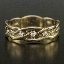 1.80 CT Simulated Diamond Filigree Ring Viking  Band 925 Silver Gold Plated - £89.52 GBP