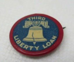 Button Third Liberty Loan Union Made Pin Vintage Red White Blue  - £8.89 GBP