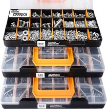 HongWay 2000pcs Hardware Assortment Kit with 64 Sizes Bolts, Nuts &amp;, 3 T... - £32.95 GBP
