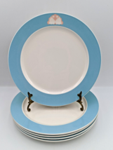 Villeroy &amp; Boch 5 Dinner Plates White with Blue Rim, Swans In Pink Cloud 11&quot; - £57.54 GBP