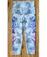 Evolution And Creation Gray White Hummingbird Floral Cropped Leggings Me... - $12.87