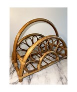 Vintage 18&quot; Rattan Bamboo Magazine Rack Newspaper Stand Bohemian Boho Ch... - $1,693.51 MXN