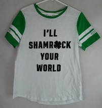 Pink Women&#39;s White &amp; Green T-Shirt With &quot;I&#39;ll Shamrock Your World&quot; Design Size M - £10.07 GBP