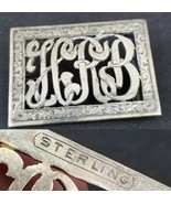 antique STERLING SILVER belt buckle ORNATE ENGRAVED women&#39;s monogram ini... - $99.99