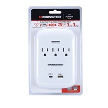 Monster Just Power It Up 1200 J 0 ft. L 3 outlets Surge Protector Wal -Pack of 1 - £27.96 GBP