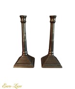 ANTIQUE 1800-1820 FEDERAL BELL METAL COLUMN PYRAMID BEEHIVE PAIR OF CAND... - $1,017.11 CAD