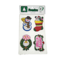 Vintage Frank&#39;s Christmas Puffy Stickers Nos Sealed In Package Snowman Wreath - £15.14 GBP