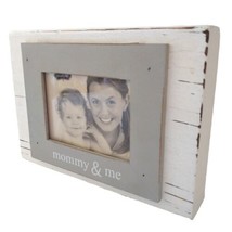 MUD PIE Mommy And Me Picture Frame Wooden Farmhouse Wood Distressed White Rustic - £21.66 GBP