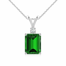 ANGARA Lab-Grown Emerald Pendant with Diamond in Silver (9x7mm,2.25 Ct) - £670.21 GBP