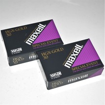 New Qty 2 ~ Maxell ~ VHS-C TC-30 HGX-GOLD ~ Special Event High Grade Video Tapes - £11.67 GBP