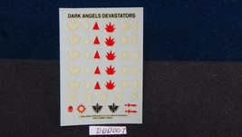 Warhammer OOP Dark Angel Devastators Transfer Sheet Circa 1996 - $1.19