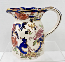 Masons Ironstone Blue Mandalay 14oz Jug Pitcher 4 1/2 inch Tall Great Shape - $48.02