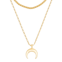 Assorted Layered Chain Crescent Moon Pendant Necklace 16in - £8.82 GBP