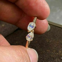 2.00 Ct Pear Cut Diamond Engagement Wedding Ring 14K White Gold Finish - £89.91 GBP