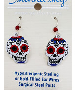 Sienna Sky Sugar Skull Sterling Silver French Wire Dangle Pierced Earrings - $19.80