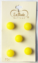 5 Vintage La Mode Bright Yellow Sphere Shape Buttons on Original Card 10 mm 3/8" - $8.79