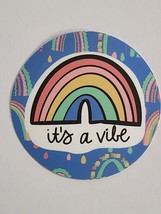 It&#39;s A Vibe Round Rainbow Theme Quote Sticker Decal Multicolor Embellishment Fun - £1.80 GBP