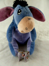 Disney Store Eeyore Plush Stuffed Animal 6&quot; Blue lavender black mane + 0rnament - £7.74 GBP