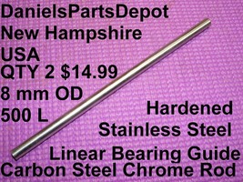 x2 500 X 8mm Carbon Steel Chrome Rod Precision Linear bearing Guide Rail Shaft - £11.79 GBP