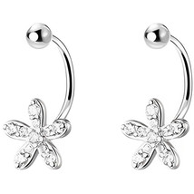 Anyco Earrings Fashion Silver 925 Sterling Piercing Romantic Five-petal Flower  - £16.71 GBP