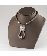 Unique Sterling Silver Wheat Chain Texture Pendant Necklace Heavy - $10,242.51 MXN