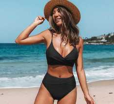 Women Bikini Set Two piece High Waisted V Neck Front Twist Adjustable Sp... - £19.81 GBP