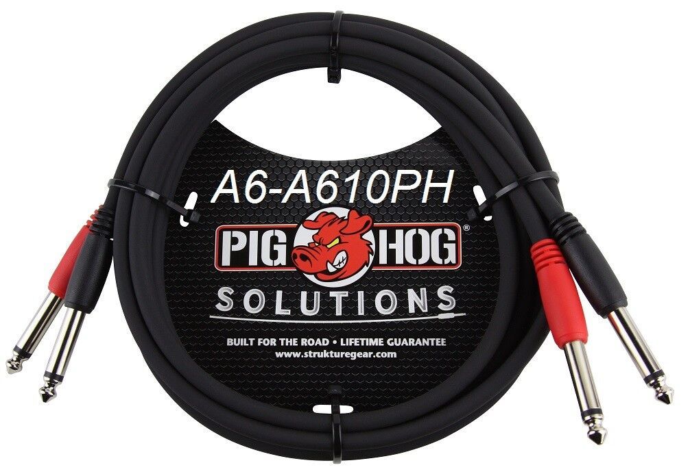 Primary image for 10Ft Dual 1/4" Ts Mono Male To Male Plug Noise Free Pig-Hog Audio Cable