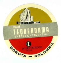 Hotel Tequendama Intercontinental Luggage Label Bogota Columbia - $11.88