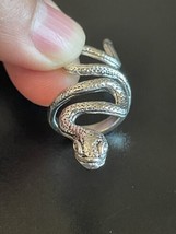 Silver Snake Wrap Finger Woman Ring Size 6 - £7.76 GBP