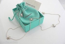 Tiffany &amp; Co Daisy 5 Flower Necklace Garden Pendant Charm  Love Gift Pouch Art - £584.81 GBP