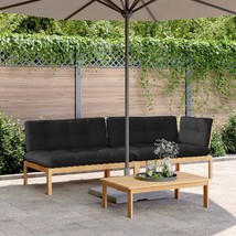  Pallet Sofa Set Black Solid Acacia Wood Large Modular - €514,74 EUR