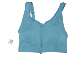 All In Motion Women&#39;s Seamless Zip Front Padded Sports Bra Teal Size XS - $14.99