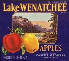 1940&#39;s Lake Wenatchee Cascoa Growers Fruit Crate Label – Cashmere, Wash. “USA” - £10.50 GBP