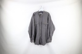 Vintage 90s Nautica Mens Large Faded Striped Banded Collar Button Shirt Cotton - £35.57 GBP