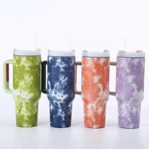 40oz Tie Dye Stainless Steel Tumbler With Handle For laser Etching - $16.99