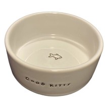 Harmony Stoneware Cat Bowl GOOD KITTY White Embossed Pet Water Food Dish - $20.79