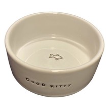 Harmony Stoneware Cat Bowl GOOD KITTY White Embossed Pet Water Food Dish - £16.01 GBP