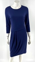 Ann Taylor Sheath Dress Sz 6 Dark Royal Blue Gathered Side Waist Stretch... - £23.71 GBP