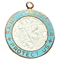 Vintage Saint St Christopher Copper Enamel Medal  3/4” - £66.88 GBP