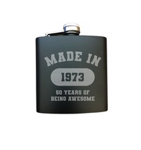 50th Birthday Gift Engraved Steel Flask - Made in 1977 50 Years of Being Awesome - £11.85 GBP