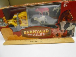 NIB Toy Hub Barnyard Trailer w/ 4 farm animals ages 6+ Horse Cow Sheep Pig  - £10.10 GBP