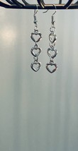 Silver Color Hollow Heart Dangle Earrings - £7.12 GBP