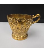 Gold Brass Gilded Plated Metal Demitasse Tea Cup Holder Ornate Design 2&quot; - £7.94 GBP