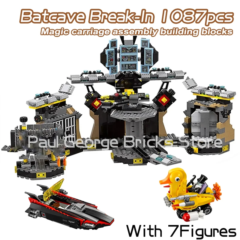 10636 Superheroes Series Batcave Break In Building Blocks Bat Base Fit 70909 - £67.77 GBP