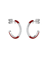 Red Cramic and Lab Grown Diamond Hoop Earrings For Women In Sterling Silver - €248,82 EUR