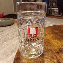 Vtg GS Spaten Munchen 1 Litre Dimpled Germany Oktoberfest Beer Mug Glass Stein - £14.75 GBP