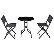 3 Pieces Folding Bistro Table Chairs Set for Indoor and Outdoor - £162.42 GBP