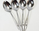 Oneidacraft Lasting Rose Oval Soup Spoons 6 3/4&quot; Stainless Lot of 4 - $16.65