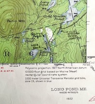 Map Long Pond Maine 1922 Topographic Geo Survey 1:62500 Antique 21 x 17&quot; TOPO1 - £35.25 GBP